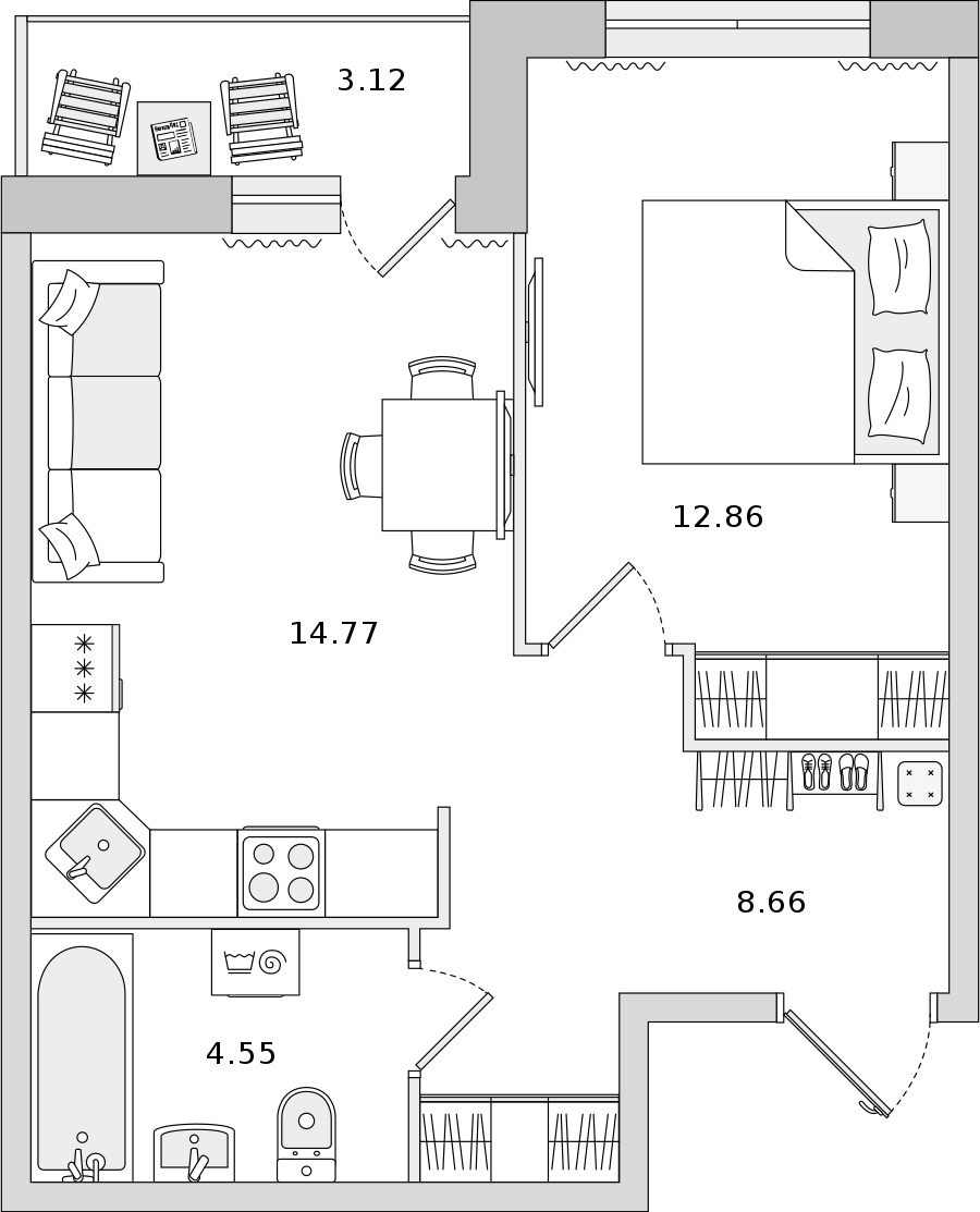 1-комнатная квартира 40.84 м², 2/22 эт., ЖК «Город Первых»